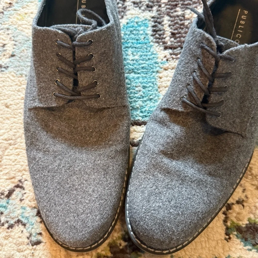 Gray Men's Wool Public Opinion Oxford Shoes
